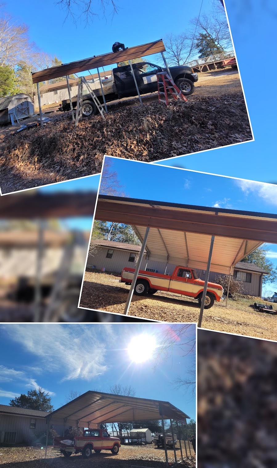 RV carport roof construction progress