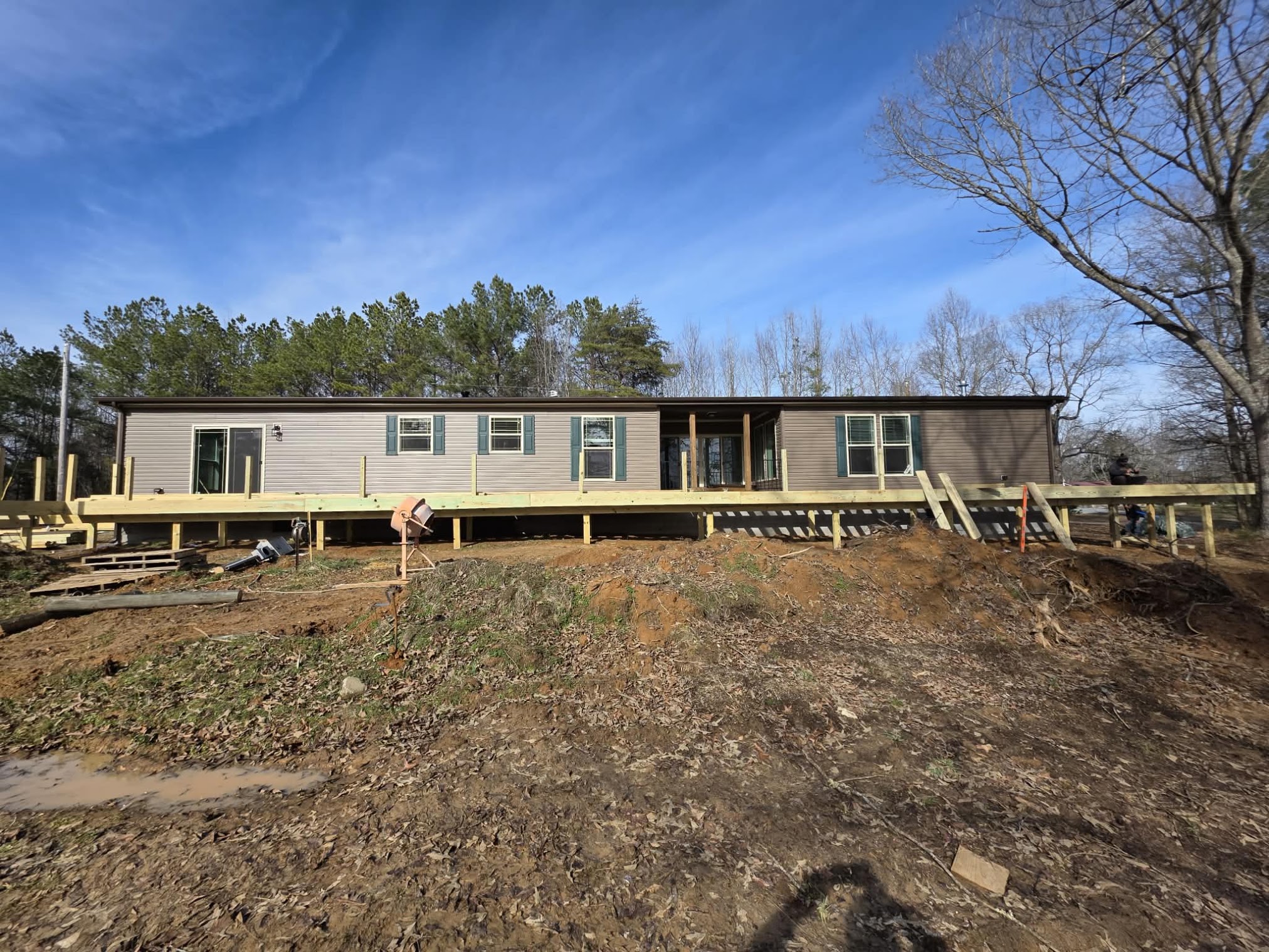 Early framing progress on the Camden Tennessee 108 foot deck